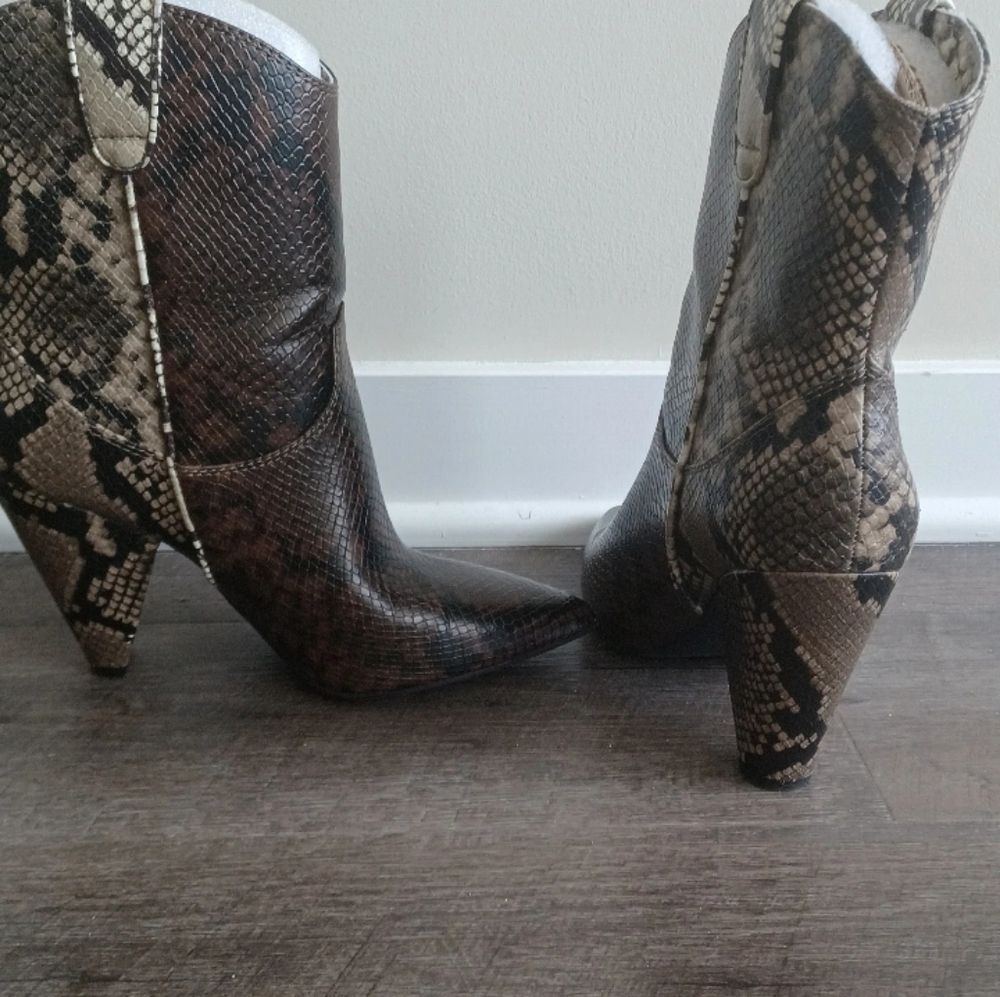 Two-Tone Snakeskin Booties - Picture 4 of 4